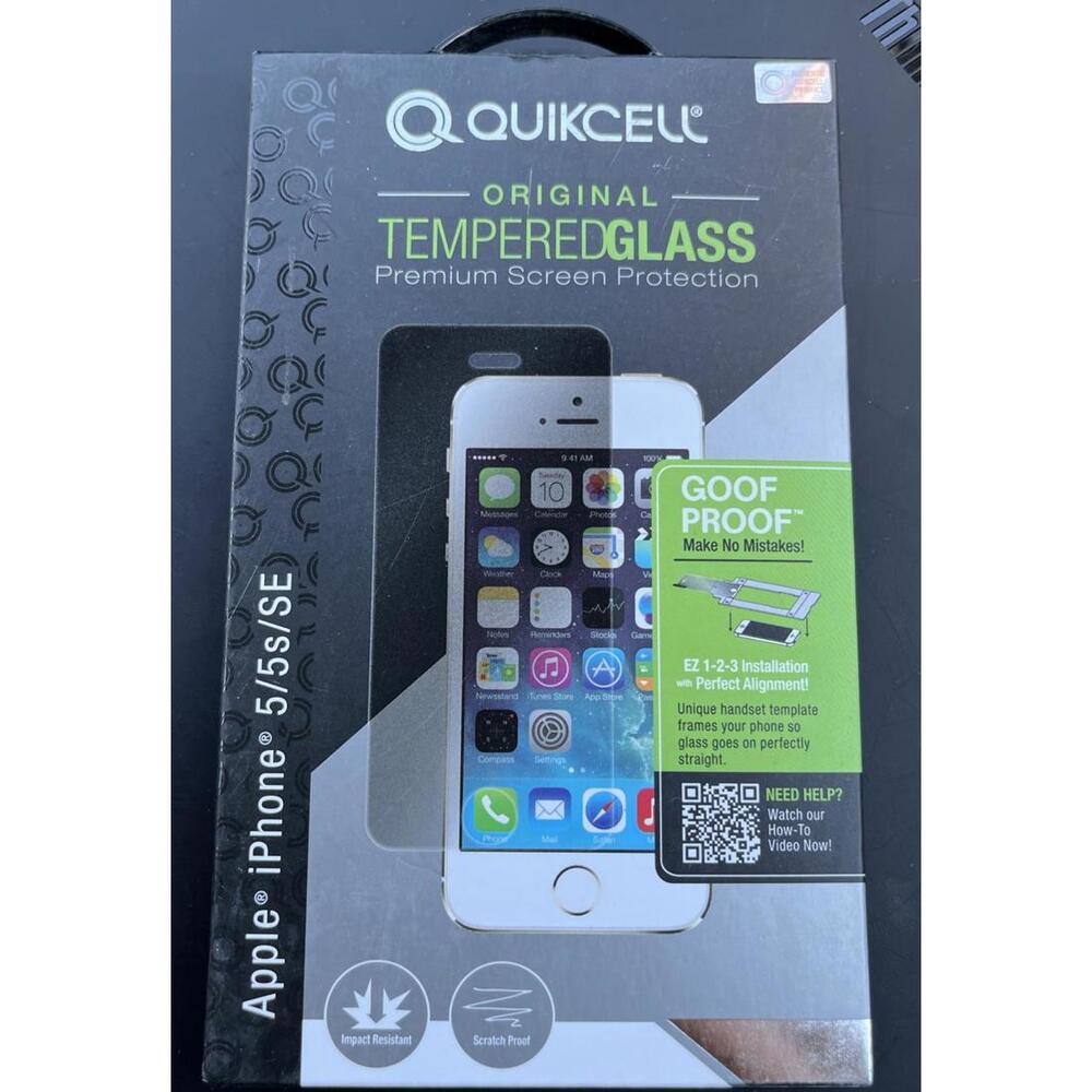 QuikCell GOOF PROOF Glass iPhone SE 5s 5c 5 EZ Install Tempered - NEW‎